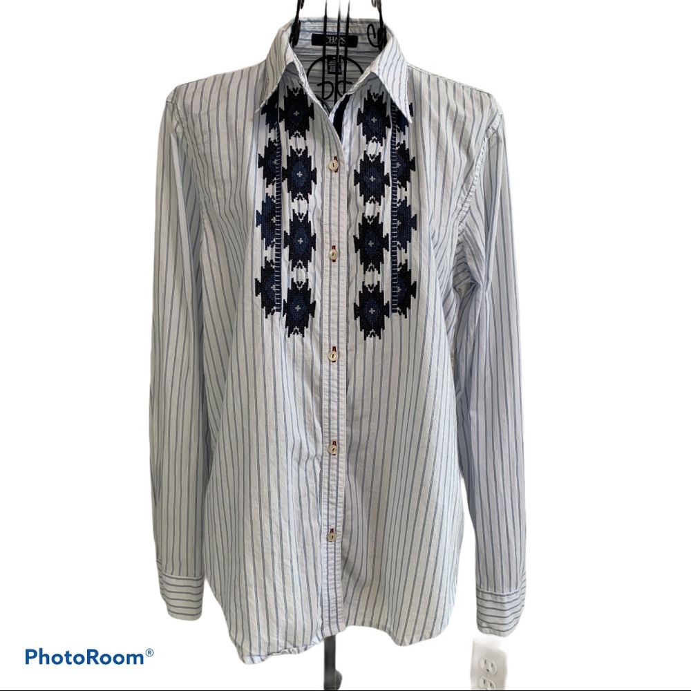 Chaps Long Sleeve Button Down Collared Shirt Sz M - image 1